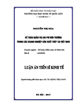 Quản trị chi phí môi trường trong doanh nghiệp sản xuất