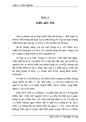 Tìm Hiểu Về Vai Trò Của Ion Kali Trong Cấp Cứu Y Tế