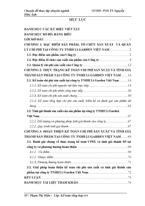 Hoàn thiện kế toán chi phí sản xuất và tính giá thành 