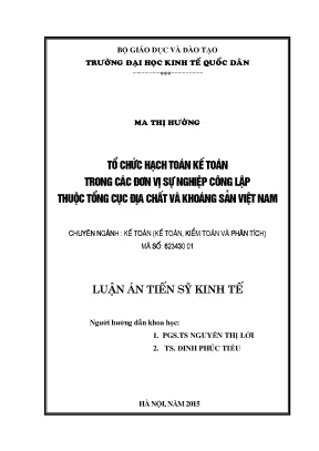 Nghiên Cứu Tổ Chức Hạch Toán Kế Toán Trong Các Đơn Vị Sự