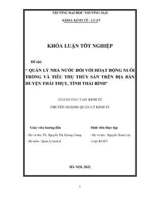 Quản Lý Nhà Nước Trong Nuôi Trồng Và Tiêu Thụ Thủy Sản