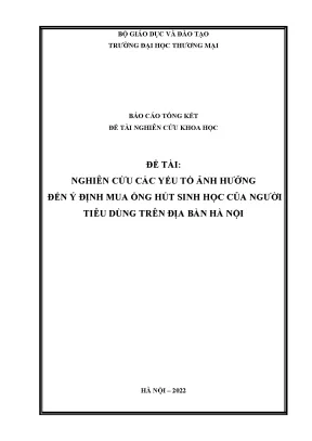 Nghiên Cứu Yếu Tố Ảnh Hưởng Đến Ý Định Mua Ống Hút Sinh