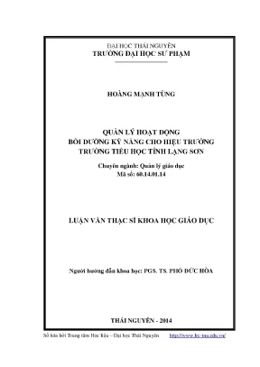 Quản Lý Hoạt Động Bồi Dưỡng Kỹ Năng Cho Hiệu Trưởng