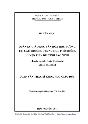 Quản Lý Giáo Dục Văn Hóa Học Đường Tại Trường Trung Học