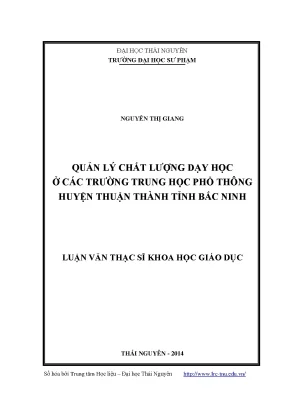 Quản Lý Chất Lượng Dạy Học Tại Trường Trung Học Phổ