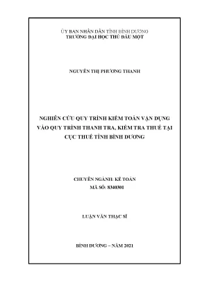 Nghiên Cứu Quy Trình Kiểm Toán Vận Dụng Trong Thanh Tra