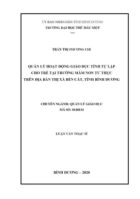 Quản Lý Hoạt Động Giáo Dục Tính Tự Lập Cho Trẻ Mầm Non