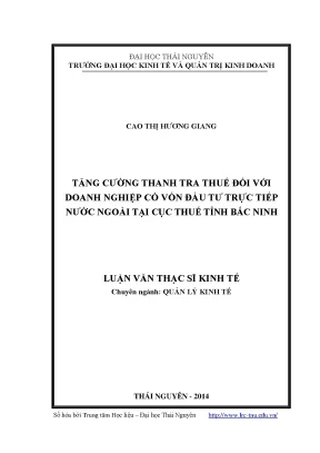 Tăng Cường Thanh Tra Thuế Đối Với Doanh Nghiệp FDI Tại