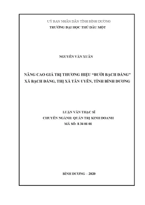 Nâng Cao Giá Trị Thương Hiệu Bưởi Bạch Đằng Tại Tỉnh