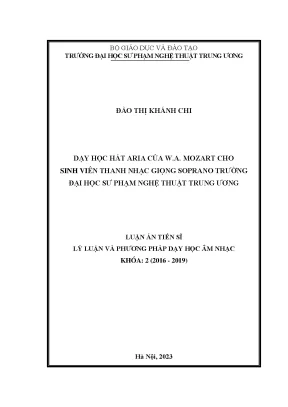Phương Pháp Dạy Hát Aria W. Mozart Cho Sinh Viên Giọng