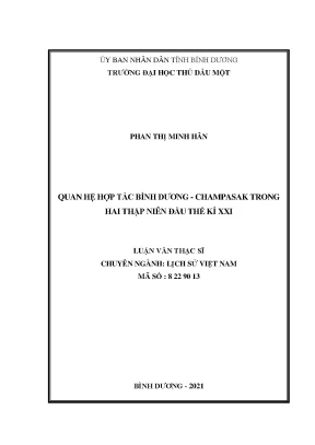 Quan Hệ Hợp Tác Giữa Bình Dương và Champasak Trong Thế
