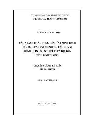Tính Minh Bạch Trong Báo Cáo Tài Chính Tại Đơn Vị Hành