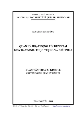 Quản Lý Tín Dụng Tại BIDV Bắc Ninh: Thực Trạng và Giải
