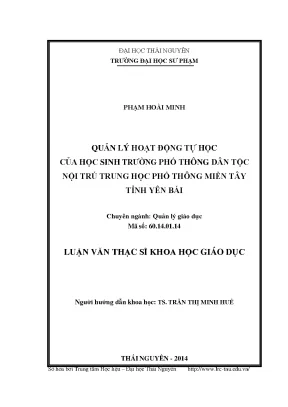 Quản Lý Hoạt Động Tự Học Của Học Sinh Trường Phổ Thông