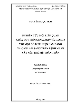 Nghiên cứu mối liên quan giữa đột biến gen IL36RN và 