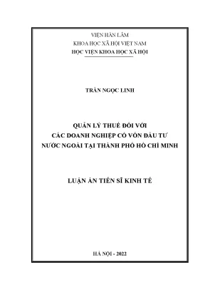 Quản Lý Thuế Doanh Nghiệp FDI Tại Thành Phố Hồ Chí Minh:
