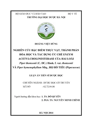 Nghiên Cứu Đặc Điểm Thực Vật và Tác Dụng Ức Chế Enzym 