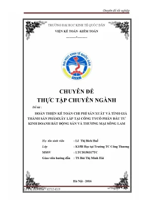 Hoàn thiện kế toán chi phí sản xuất và tính giá thành