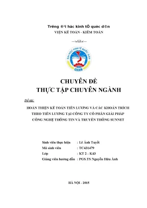 Hoàn thiện kế toán tiền lương và các khoản trích theo tiền lương tại công ty cổ phần giải pháp công nghệ thông tin và truyền thông sunnet