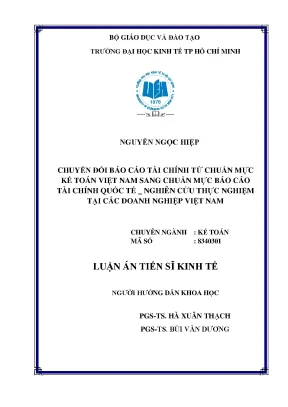 Chuyển Đổi Báo Cáo Tài Chính Từ Chuẩn Mực Kế Toán Việt