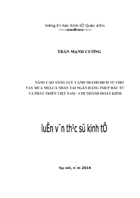 Nâng Cao Năng Lực Cạnh Tranh Dịch Vụ Cho Vay Mua Nhà Tại