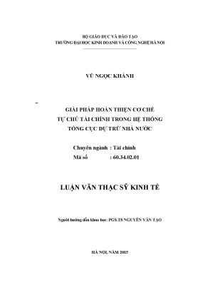 Giải Pháp Tự Chủ Tài Chính Trong Hệ Thống Dự Trữ Nhà Nước