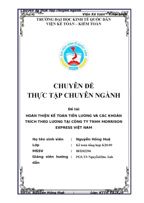 Hoàn thiện kế toán tiền lương tại Công ty TNHH Morrison