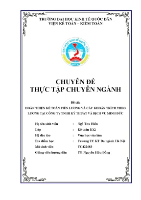 Cải Tiến Kế Toán Tiền Lương Tại Công Ty TNHH Kỹ Thuật