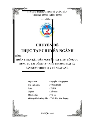 Hoàn thiện kế toán nguyên vật liệu tại Công ty TNHH