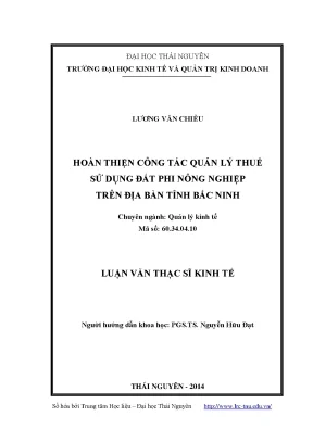 Hoàn thiện quản lý thuế đất phi nông nghiệp tại Bắc Ninh