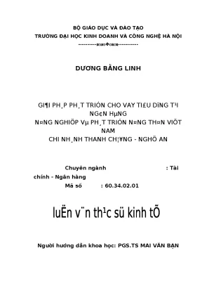 Giải Pháp Phát Triển Cho Vay Tiêu Dùng Tại Ngân Hàng