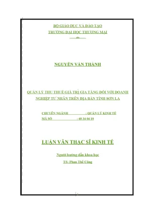 Quản Lý Thuế Giá Trị Gia Tăng Đối Với Doanh Nghiệp Tư