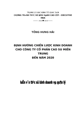 Chiến Lược Kinh Doanh Cho Công Ty Cổ Phần Cao Su Miền