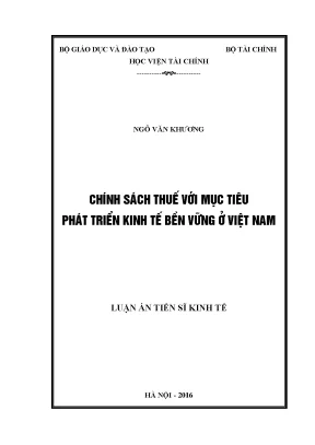Chính Sách Thuế Hướng Tới Phát Triển Kinh Tế Bền Vững