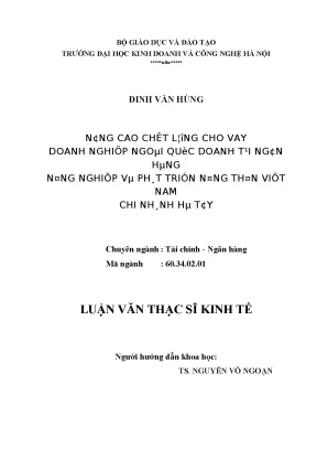 Nâng Cao Chất Lượng Cho Vay Doanh Nghiệp Ngoài Quốc