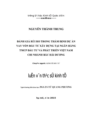 Đánh Giá Rủi Ro Trong Thẩm Định Dự Án Vay Vốn Đầu Tư Xây 