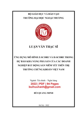 Dự báo phá sản BĐS bằng Z-Score & H-Score (Luận văn)