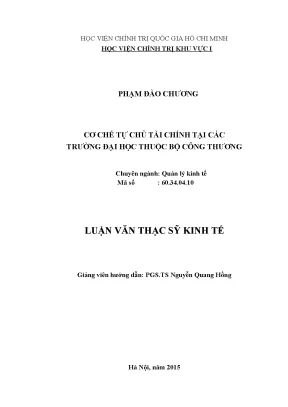Cơ Chế Tự Chủ Tài Chính Tại Các Trường Đại Học Bộ Công