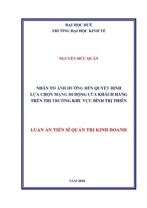 Nhân Tố Ảnh Hưởng Đến Quyết Định Lựa Chọn Mạng Di Động