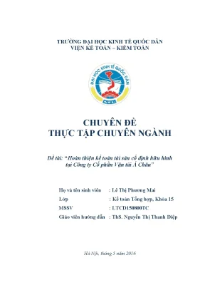 Hoàn thiện kế toán tài sản cố định tại Công ty Cổ phần