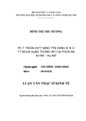 Phát Triển Hoạt Động Tín Dụng Bán Lẻ Tại Ngân Hàng