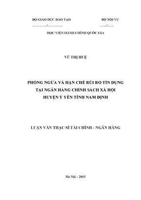 Phòng Ngừa và Hạn Chế Rủi Ro Tín Dụng Tại Ngân Hàng