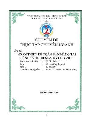 Hoàn thiện kế toán bán hàng tại Công ty TNHH May Kyung Việt