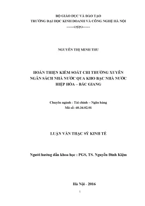 Kiểm Soát Chi Ngân Sách Nhà Nước Qua Kho Bạc Nhà Nước: