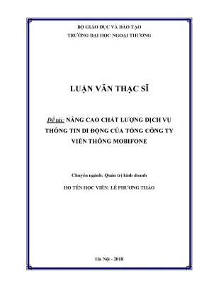 Nâng Cao Chất Lượng Dịch Vụ Thông Tin Di Động Tại MobiFone