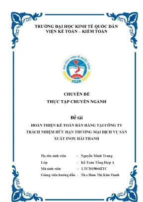Hoàn thiện kế toán bán hàng tại Công ty TNHH Thương Mại