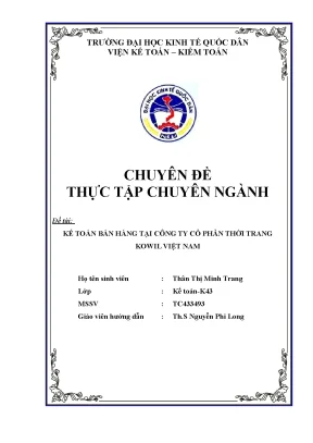 Kế Toán Bán Hàng Tại Công Ty Cổ Phần Thời Trang Kowil