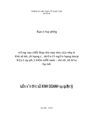 Nâng Cao Chất Lượng Cho Vay Nhu Cầu Nhà Ở Tại Ngân Hàng