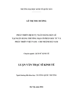 Phát Triển Dịch Vụ Ngân Hàng Bán Lẻ Tại BIDV Hà Nam