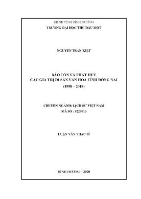 Bảo Tồn và Phát Huy Di Sản Văn Hóa Tỉnh Đồng Nai (1998-2018)